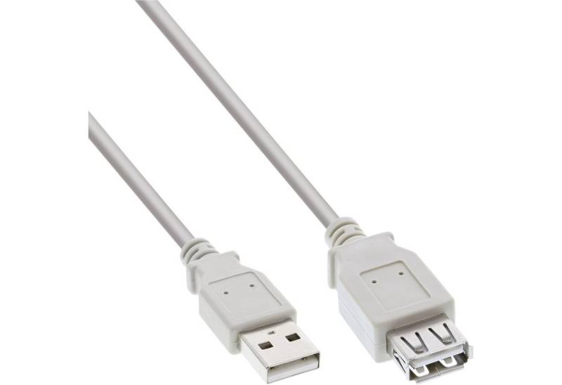 INTOS ELECTRONIC AG InLine® USB 2.0 Verlängerung, USB-A Stecker / Buchse, beige/grau, 1,8m USB-Kabel von INTOS ELECTRONIC AG