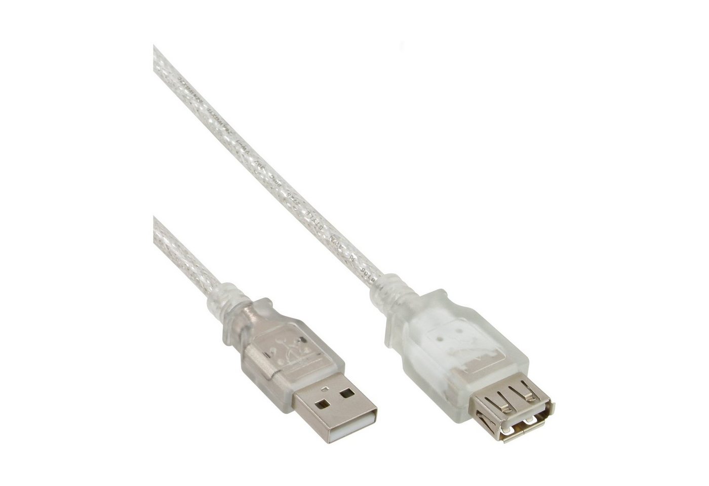 INTOS ELECTRONIC AG InLine® USB 2.0 Verlängerung, USB-A Stecker / Buchse, transparent, 2m USB-Kabel von INTOS ELECTRONIC AG