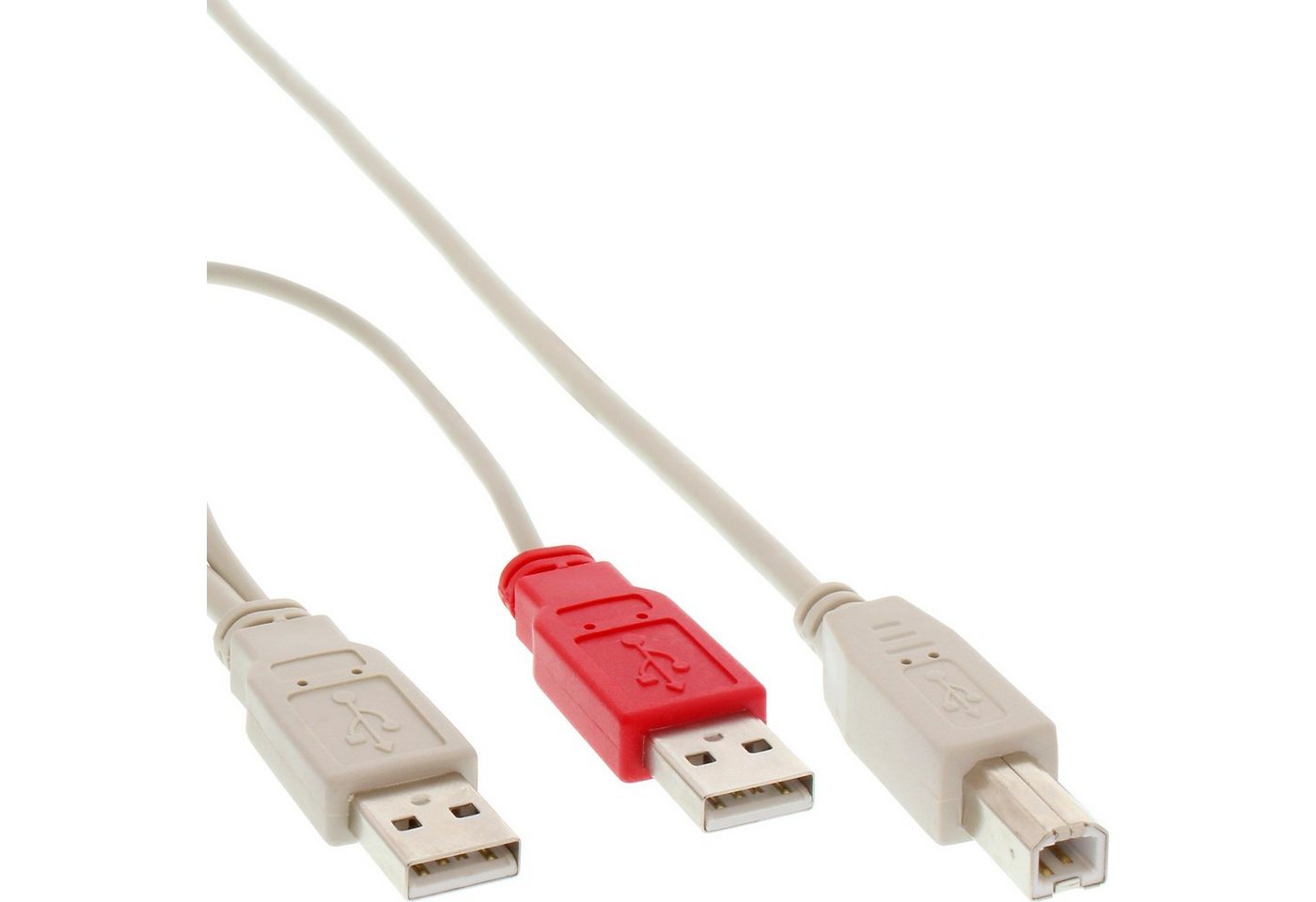 INTOS ELECTRONIC AG InLine® USB 2.0 Y-Anschlußkabel, 2x Stecker A an Stecker B, 1,0m USB-Kabel von INTOS ELECTRONIC AG