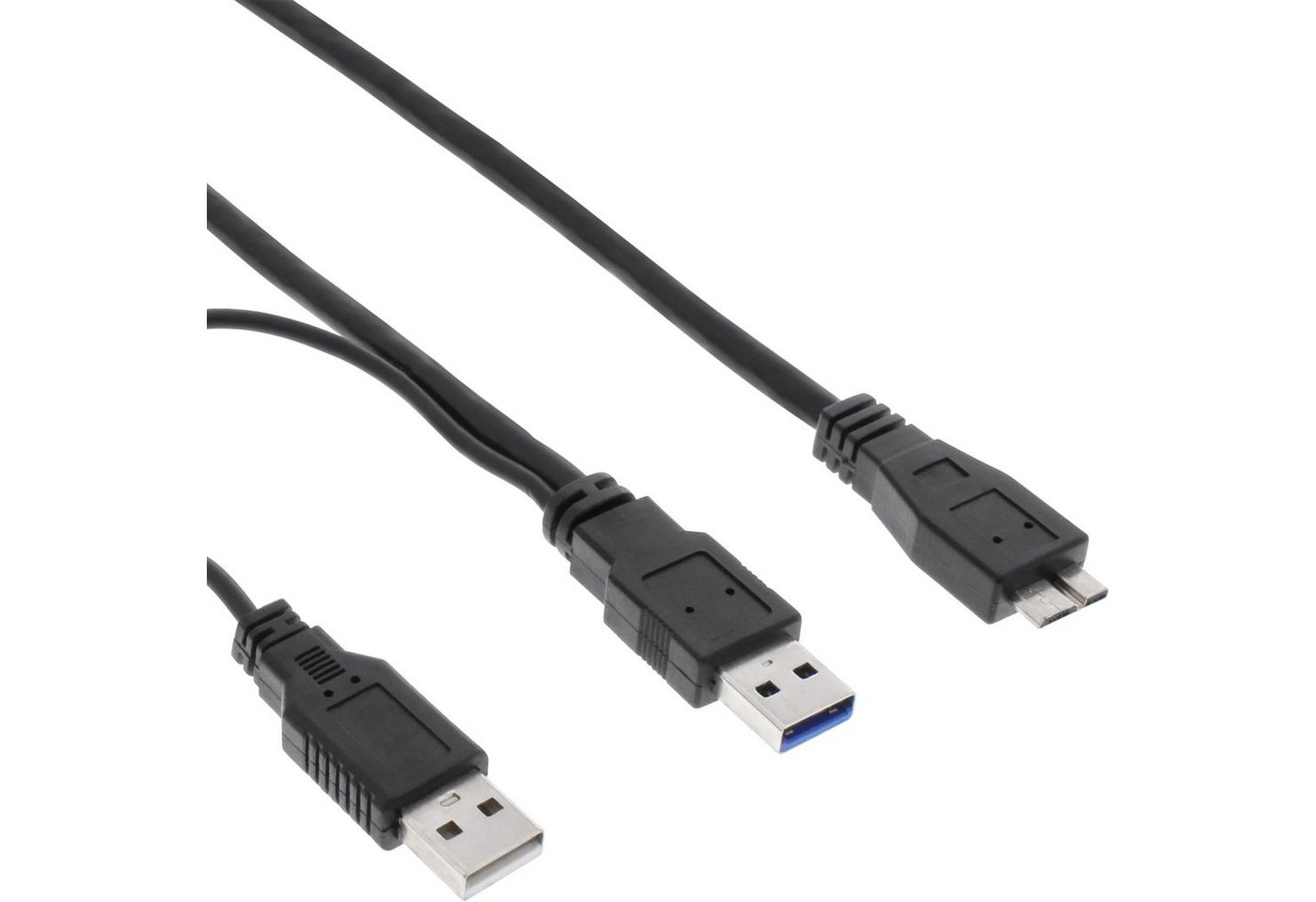 INTOS ELECTRONIC AG InLine® USB 3.0 Y-Kabel, 2x A an Micro B, schwarz, 1,5m USB-Kabel von INTOS ELECTRONIC AG