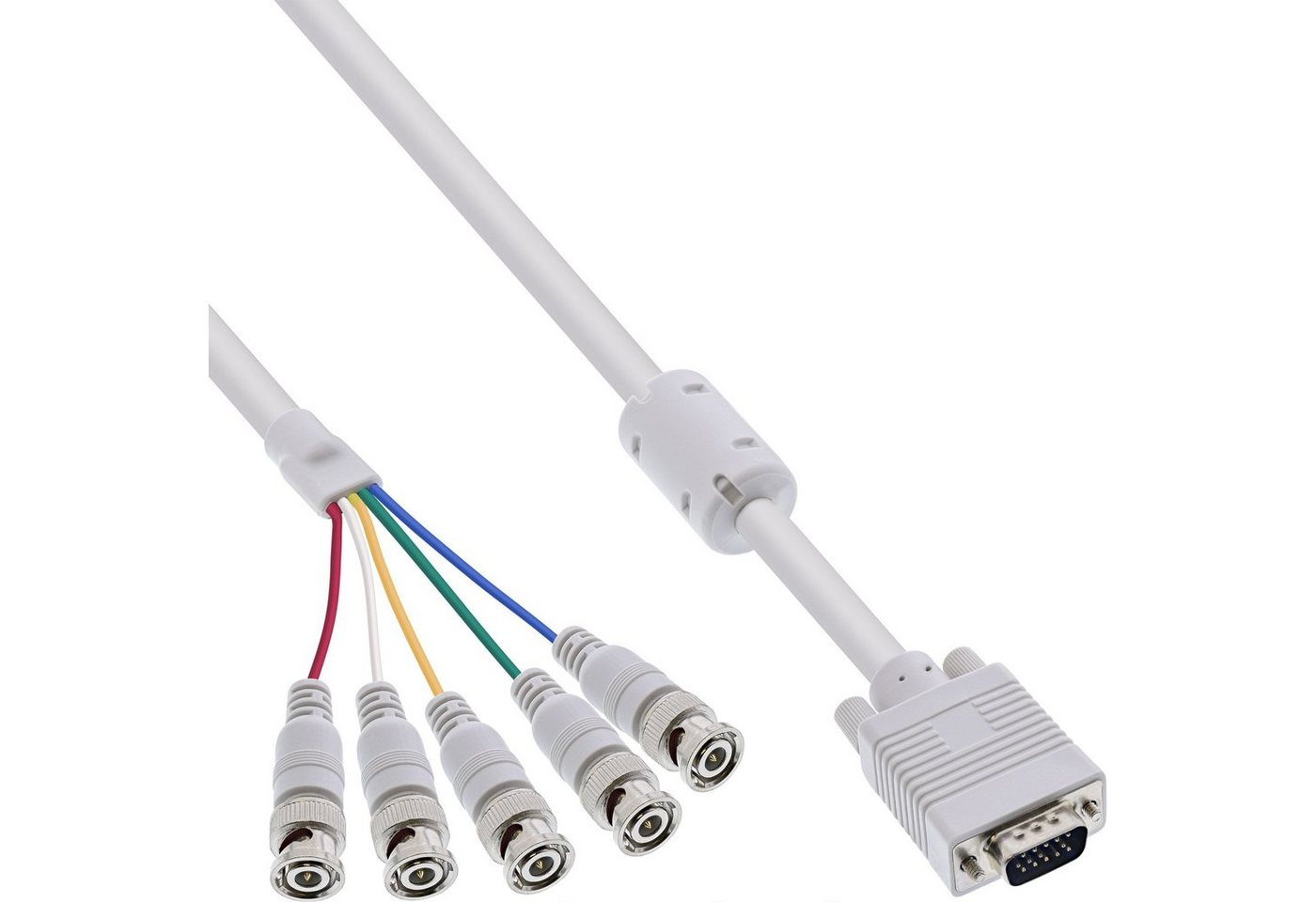 INTOS ELECTRONIC AG InLine® VGA BNC Kabel, 5x BNC Stecker an 15pol HD Stecker, 5m Computer-Kabel von INTOS ELECTRONIC AG