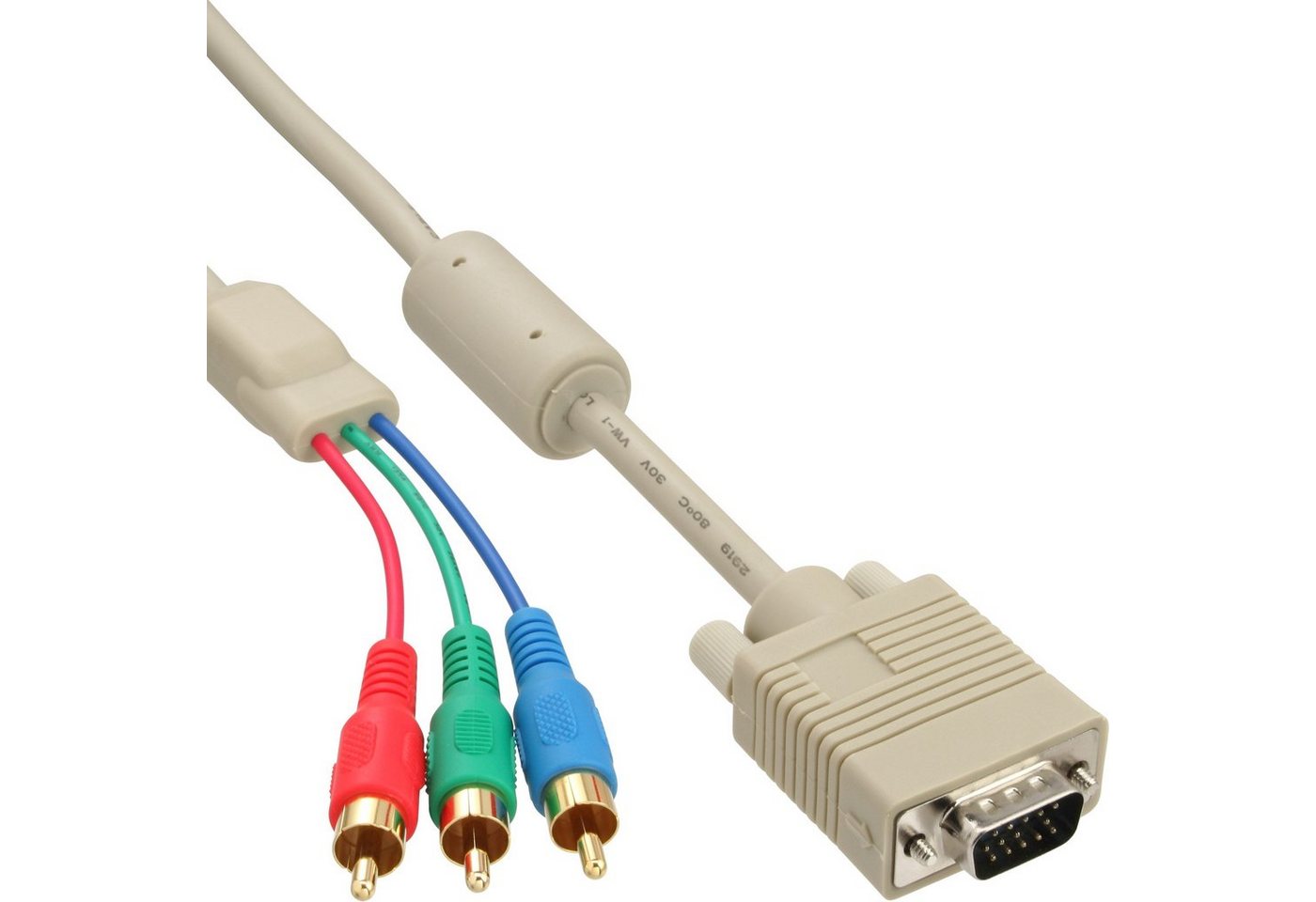 INTOS ELECTRONIC AG InLine® VGA RGB Kabel, VGA Stecker an 3x Cinch Stecker, 2m Computer-Kabel von INTOS ELECTRONIC AG