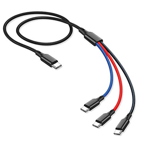 INVID USB C auf 3X USB C Kabel [45cm], 3A ladekabel USB C auf USB C Kabel Nylon Typ C Handy Ladekabel für Galaxy S21 S21 Ultra S20 S10 S9,Note 10,Huawei P30 P20,Google Pixel von INVID