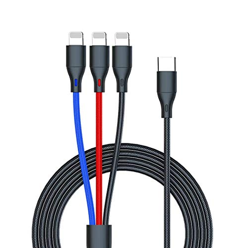 Multi-Kabel 3-in-1 USB-C Lightning Kabel (3x IPHONE 120cm) von INVID