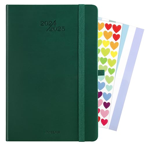 INYEEXUP 2024-2025 Kalender A5 Wochenplaner Hardcover mit PU-Leder,Taschenkalender 14 Monate (Nov 2024-Dez 2025),Studienplaner 2024/25 1 Woche 2 Seite mit Stiftschlaufe von INYEEXUP