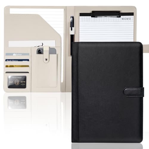INYEEXUP Klemmbrett A4 mit Deckel - Hochwertige Schreibmappe A4 Multifunktionale Konferenzmappe A4 aus Leder - Magnetverschluss, Wasserdicht - Perfekte Business Mappe für Büro, Schwarz von INYEEXUP