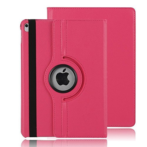 iPad Pro 12,9 Folio Fall, inorton Multi-Funktion Displayschutzfolie, Slim und Leichten PU Leder Schutzhülle Metallic Hot Pink von INorton