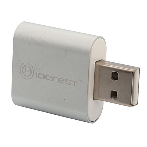 IO Crest SY-AUD20205 USB-auf-Audio-Adapter, konvertiert PC-USB-Port in eine Stereo-Soundkarte für Windows und Mac, silberfarben von IO Crest
