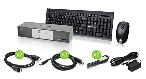 IOGEAR 2-Port 4K UHD DisplayPort KVMP with Wireless Keyboard, W125660567 (KVMP with Wireless Keyboard and Mouse GCS1902-KM, 3840 x 2160 Pixels, 4K Ultra HD, Black) von IOGEAR