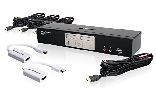 IOGEAR 4-Port HDMI und Mini DisplayPort KVMP Kit mit USB Hub und Audio, GCS1794MDPKIT von IOGEAR