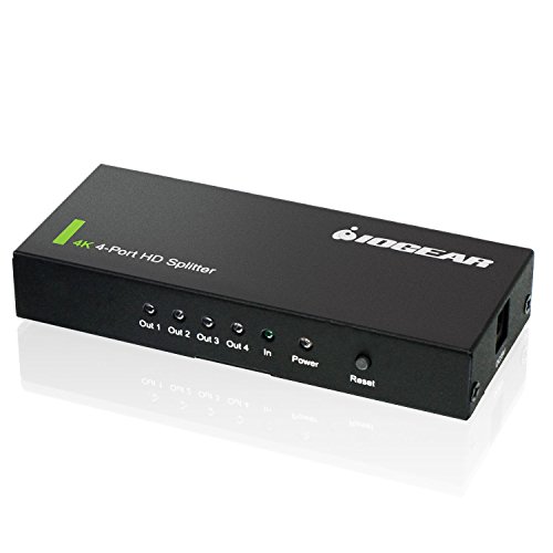IOGEAR 4K Ultra HD 4-Port Splitter mit HDMI, GHSP8424, Schwarz von IOGEAR