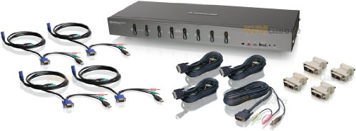 IOGEAR 8-Port Rackmount DVI und VGA Kvmp-Switch mit 4 DVI-D USB KVM, 4-VGA USB Audio/Mikrofon KVM, mit komplettem Kabelsatz (GCS1108KIT2) von IOGEAR