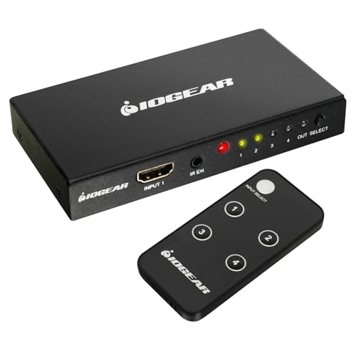 IOGEAR HDMI Switch 4K 60Hz, 4 in 1 Out HDMI Switcher, 4 Port Switch Box mit IR Fernbedienung, Kompatibel mit PC, Laptop, Roku, PS5, Xbox, Apple TV, Blu-ray Player IOGEAR HDMI Switch 4K 60Hz, 4 in 1 Out HDMI Switcher, 4 Port Switch Box mit IR Fernbedienung, Kompatibel mit PC, Laptop, Roku, PS5, Xbox, Apple TV, Blu-ray Player von IOGEAR