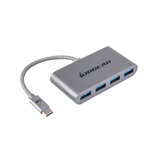 ​IOGEAR USB C hub 3.0 4 Ports 5 Gbit/s USB C Adapter, Multiport USB Hub kompatibel mit iPhone 15 Plus Pro Max MacBook Pro Air 2023 iMac iPad Pro Air Surface Pro Galaxy S24 Steam Deck von IOGEAR