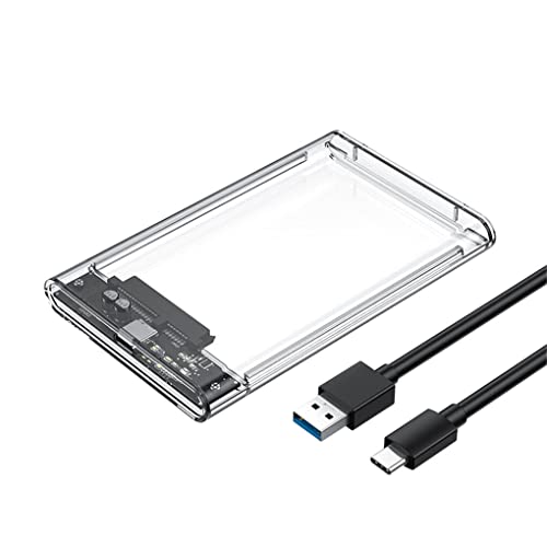 IOIUSKKU HDD Gehäuse SSD Externes mechanisches Festplattengehäuse SATA zu USB 6 Gbit/s unterstützt 6 TB Hochgeschwindigkeits Mobilgerät, Transparent, USB 3.1 von IOIUSKKU