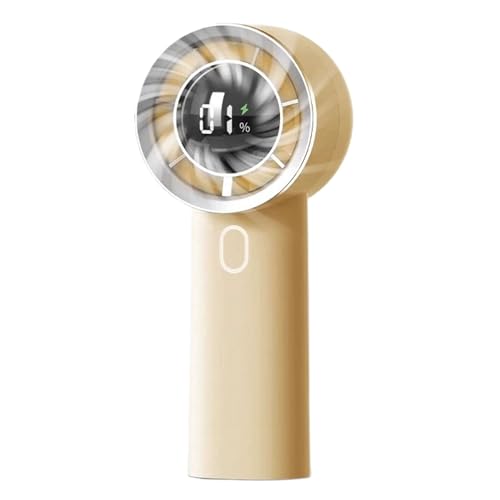 IOIUSKKU Hochgeschwindigkeits Handventilator mit Digitalanzeige und wiederaufladbarem USB ABS Kühl Desktop, Lange Akkulaufzeit, große Reichweite, gelb 130 von IOIUSKKU