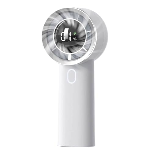 IOIUSKKU Hochgeschwindigkeits Handventilator mit Digitalanzeige und wiederaufladbarem USB ABS Kühl Desktop, Lange Akkulaufzeit, große Reichweite, weiß 130 von IOIUSKKU