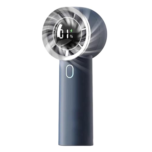IOIUSKKU Hochgeschwindigkeits Handventilator mit Digitalanzeige und wiederaufladbarem USB ABS Kühl Desktop, Lange Akkulaufzeit, große Reichweite, dunkelblau 130 von IOIUSKKU