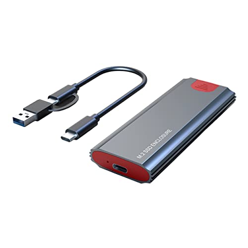 IOIUSKKU M.2 NVMe SSD Gehäuse, USB 3.1, 10 Gbit/s, HDD Box, leicht, USB 3.2, USB C, werkzeuglose Mobile Festplatte, Dual Protokoll, Grau, mit 2 in 1 Kabel von IOIUSKKU