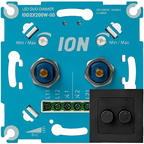 ION INDUSTRIES 2X200W Duo LED Dimmer - Mit Anthrazit Frontplatte - Professioneller Duo Dimmerschalter für Dimmbare LED Lampen ION INDUSTRIES 2X200W Duo LED Dimmer - Mit Anthrazit Frontplatte - Professioneller Duo Dimmerschalter für Dimmbare LED Lampen von ION INDUSTRIES