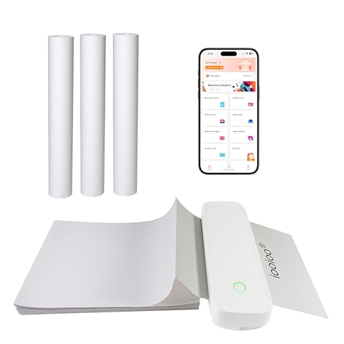 IOOIOO Tintenloser tragbarer Thermodrucker für Tattoo-Schablonen-Transferpapier und für 21,6 x 27,9 cm Briefgröße/A4-Thermopapier (gefaltet oder gerollt), Weiß von IOOIOO