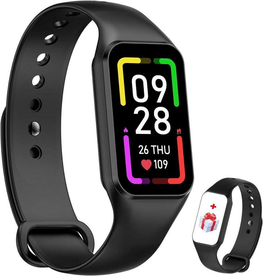 IOWODO Smartwatch (1,47 Zoll, Android iOS), Oximeter Herzfrequenz Schlaf Blutdruckmessgerät Wasserdicht IP68 Uhr von IOWODO