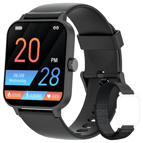 IOWODO Smartwatch Damen Herren 1,83 Zoll Uhren Fitness Tracker Uhr mit Schrittzähler Sportuhr Herzfrequenz Blutsauerstoff Schlafmonitor Wasserdicht Fitnessuhr Smart Watch für iOS Android von IOWODO
