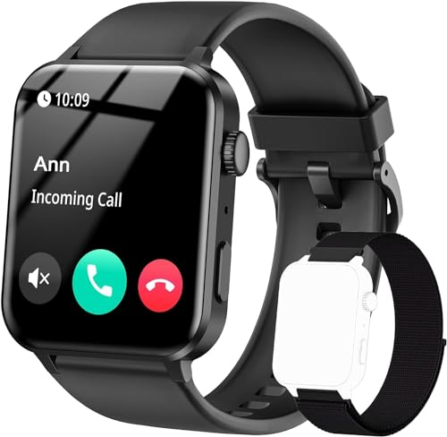 IOWODO Smartwatch Damen Herren 1,85 Zoll Uhren Fitnessuhr Sportuhr mit Schrittzähler Herzfrequenzmonitor Schlafmonitor Fitness Tracker IP68 Wasserdicht Bluetooth Anrufe Smart Watch für iOS Android von IOWODO