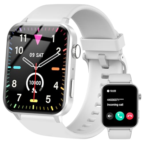 IOWODO Smartwatch Damen Herren 1,85 Zoll Uhren Fitnessuhr Sportuhr mit Schrittzähler Herzfrequenzmonitor Schlafmonitor Fitness Tracker Wasserdicht Grau Bluetooth Anrufe Smart Watch für iOS Android von IOWODO
