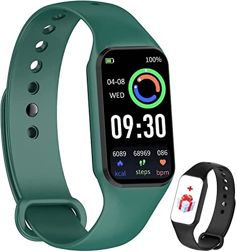 IOWODO Smartwatch Damen Herren Oximeter Herzfrequenz Schlaf Schrittzähler Smartwatch mit Benachrichtigung, SpO2, Wasserdicht IP68 für Android IOS (Grün) von IOWODO