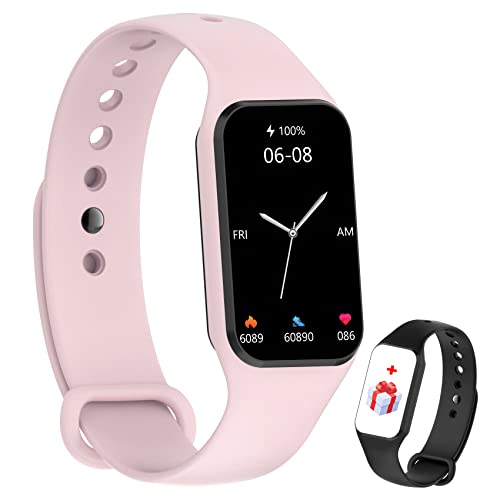 IOWODO Smartwatch Damen Herren Oximeter Herzfrequenz Schlaf Schrittzähler Smartwatch mit Benachrichtigung, SpO2, Wasserdicht IP68 für Android IOS (Rosa) von IOWODO