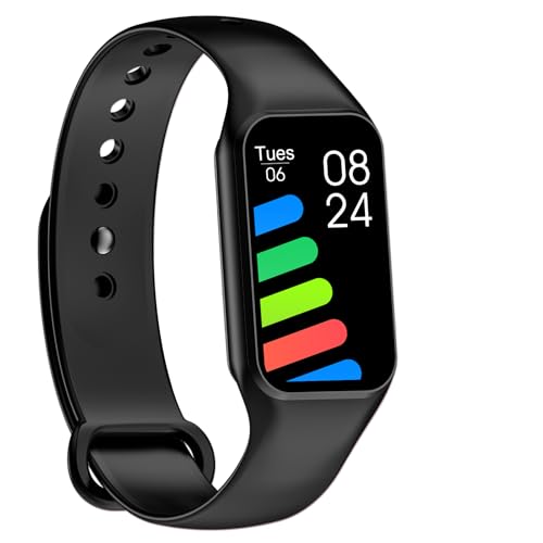 IOWODO Smartwatch Damen Herren Oximeter Herzfrequenz Schlaf Schrittzähler Smartwatch mit Benachrichtigung, SpO2, Wasserdicht IP68 für Android IOS (Schwarz) von IOWODO