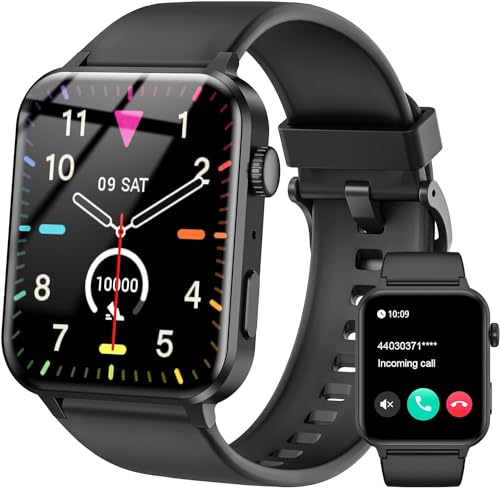 IOWODO Smartwatch Herren Damen, 1,85" Touchscreen mit Telefonfunktion，100+ Sportmodi，Schrittzähler Schlafmonitor Herzfrequenz, Smart Watch Fitness Tracker für Android iOS（Schwarz） von IOWODO