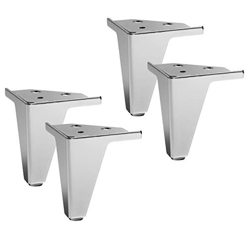 IPEA 4 Füße für Möbel und Sofas Modell Gemma – Höhe 105 mm – Set mit 4 Beinen aus Eisen für Schränke und Möbel – modernes und Elegantes Design – Farbe Metall verchromt von IPEA