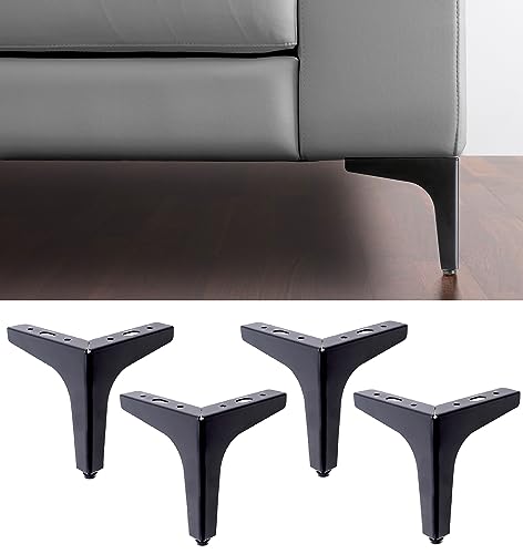 IPEA 4 Möbelfüße für Möbel und Sofas, Modell Meta, Farbe: Mattschwarz, Set mit 4 Beinen aus Eisen, Füße schwarz mit elegantem Design für Sessel und Schränke, Höhe 130 mm von IPEA