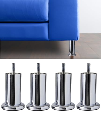 IPEA 4X Möbelfüße Sofa - Füsse Modell ACQUAMARINA – Höhe 100 mm – Füße im Eleganten Design für Sessel, Schränke, Betten - 4 Metall Beine aus Eisen – Mobelfusse Farbe Verchromt von IPEA