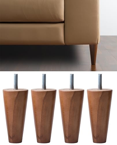 IPEA 4X Möbelfüße Sofa Füße aus Holz Farbe Walnuss – Höhe 10 cm – Made in Italy – Fuße fur Möbel, Sofas, Schränke – Beine in Kegelform Massivholz fur Sessel von IPEA