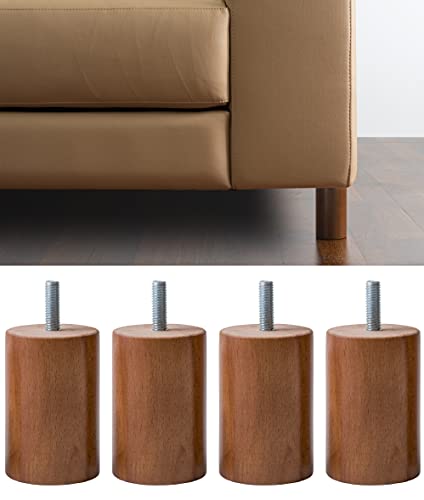 IPEA 4X Möbelfüße Sofa Füße aus Holz Farbe Walnuss – Höhe 100 mm – Made in Italy – Fuße fur Möbel, Sofas, Schränke – Beine in Zylinderform Massivholz fur Sessel von IPEA