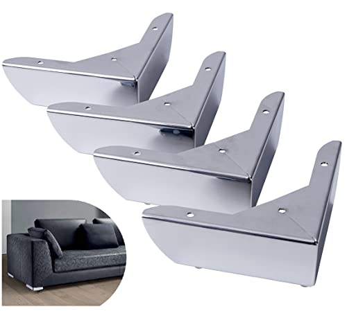IPEA Füße für Möbel und Sofas mit Eckform Modell MALIBÙ – Set mit 4 Beinen aus Metall – Füße mit eckigem Design für Sessel, Schränke, Betten – Farbe verchromt – Basis – Höhe 50 mm von IPEA