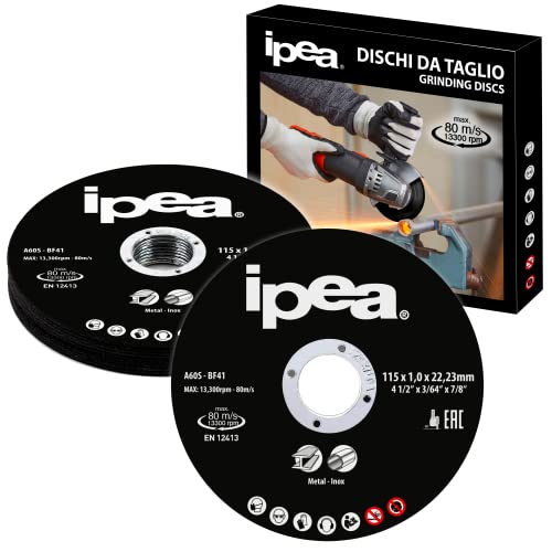 IPEA Profi-Trennscheiben Edel-Stahl INOX - 10 Stück - Scheibe für Winkelschleifer und Flexscheiben - Schneidklingen für Metall, Eisen, Aluminium - Maße 115 x 1 x 22 mm von IPEA