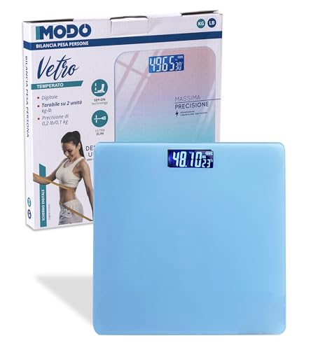 IPEA Ultradünne digitale Personenwaage – Step-on-Technologie – maximale Genauigkeit des Gewichts – elegantes Design – Waage aus gehärtetem Glas mit präziser Anzeige 0,1 kg – max. 180 kg von IPEA