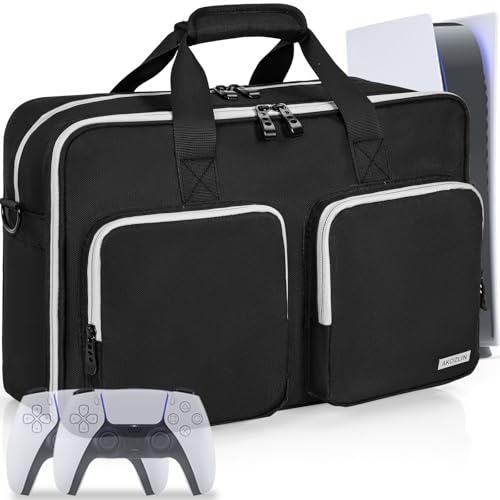 IPEB Tragetasche, PS5 Reisetasche, PS5 Konsolentasche, Kompatibel mit Playstation 5 Monitor, PS5 Slim Body, Headset, Konsole, Ladegerät und Zubehör (Schwarz Grau) von IPEB