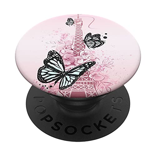 Pop Sockets Griffständer Eiffelturm Schmetterling rosa PopSockets mit austauschbarem PopGrip Pop Sockets Griffständer Eiffelturm Schmetterling rosa PopSockets mit austauschbarem PopGrip von IPKaKa