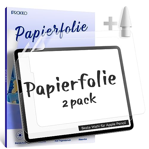 2 Stück Like Paper Folie Kompatibel mit iPad Pro 11 (2022,2021,2020,2018) & iPad Air 5 (2022) & iPad Air 4 Generation 10,9 Zoll Matte Papierfolie Schutzfolie Papier Screen Protector Displayschutz von IPROKKO