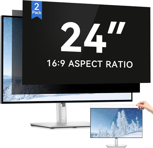 IPROKKO 2 Stück 24 Zoll Computer Sichtschutzfolie for 16:9 Monitor, Abnehmbarer Sichtschutz Anti Blaulicht Blendschutz Blickschutzfolie Displayschutz Blickschutzfilter für 24 zoll Hp Dell Acer Lenovo von IPROKKO