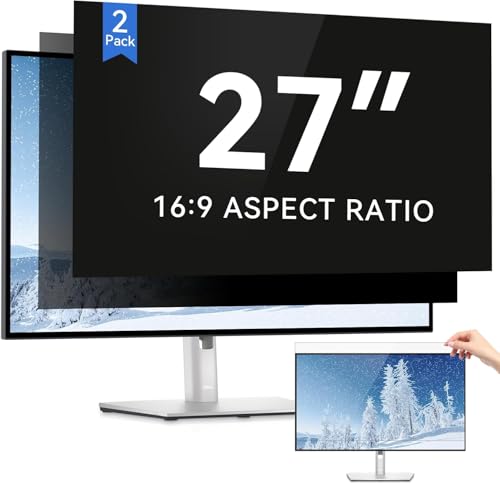 IPROKKO 2 Stück 27 Zoll Computer Sichtschutzfolie for 16:9 Monitor, Abnehmbarer Sichtschutz Anti Blaulicht Blendschutz Blickschutzfolie Displayschutz Blickschutzfilter für 27zoll Hp Dell Acer Lenovo von IPROKKO