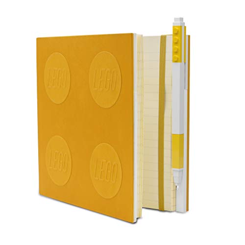 IQ LEGO Stationary Locking Notebook - Schreibwaren Notizbuch mit Gelstift - Notizbuch mit 352 quadratischen Papierseiten und Gelschreiber - Gelb von IQ