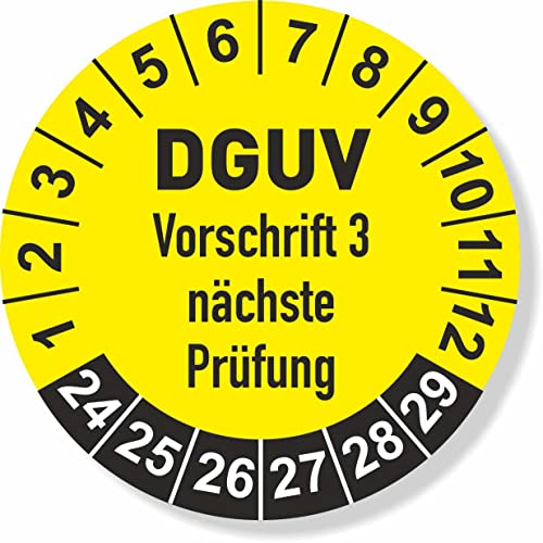 DGUV 3 Prüfplaketten 2024 Ø 30 mm: mehrjährig - 250 Stück- aus hochwertiger Haftfolie - Staffelpreise unter Amazon Business ab 3, 6, 11 VE von IQM TOOLS