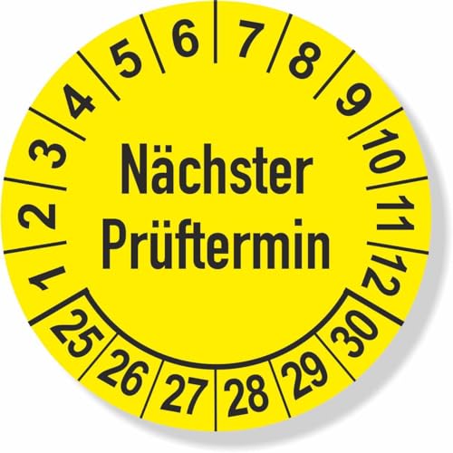 Prüfplaketten 2025 - gelb - mehrjährig - Ø 25 mm: - 250 Stück - aus hochwertiger Haftfolie - Staffelpreise unter Amazon Business ab 3, 6, 11 VE von IQM TOOLS