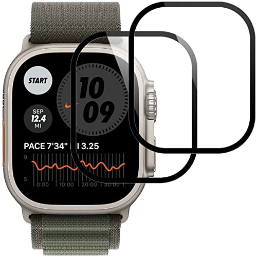 IQShield Panzer Schutz Glas für Apple Watch Ultra 49mm, 2 Stück Panzer Schutzfolie, HD Glas Displayschutz, [Touch Sensitive][HD Klar][Anti-Kratzen] Panzerfolie von IQShield